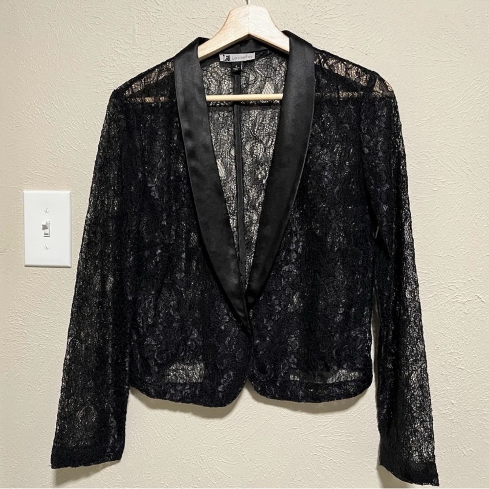 Leslie Fay Black Lace Women's Jacket Made in USA